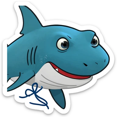 Tiburón con tenis azules  sticker