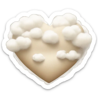 beige heart + cloud sticker