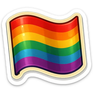 gay pride rainbow flag, waving, vibrant colors, retro sticker style sticker