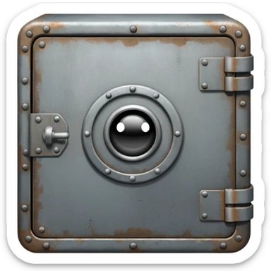 a vault with newspaper articles peeping out from inside the vault. sticker