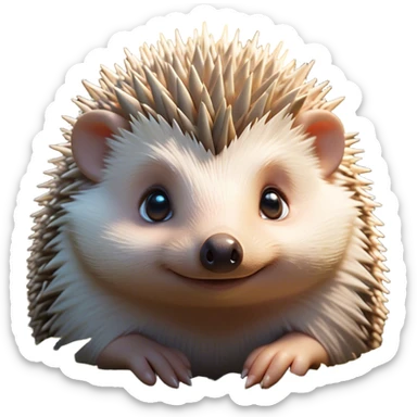 Cinematic Adorably Cute Hedgehog Portrait Emoji, Poised with a round, spiky yet cuddly body and bright, curious eyes peeking from beneath a soft array of quills, Simplified yet irresistibly adorable features, highly detailed, glowing with a warm, gentle forest glow, high shine, lively and endearing, stylized with an air of woodland cuteness, soft glowing outline, capturing the essence of a playful hedgehog that appears ready to scurry out of the screen with delightful charm! sticker
