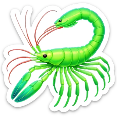 emoji of a glowing green shrimp sticker