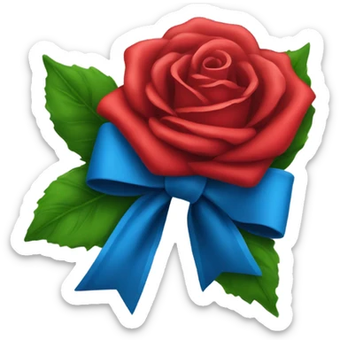Blue bow and a red rose  sticker