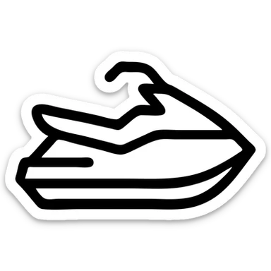 jetski icon with dynamic silhouette, bold outline, minimalistic design, easy to identify at small sizes sticker