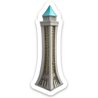 A tower in the shape of a razor with musical notes inside it sticker