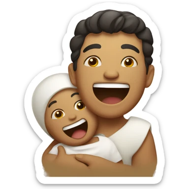 Laughing Mexican with a baby sticker