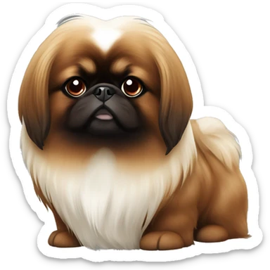 Pekingese dark red brown with face white  sticker