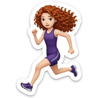 curly long girl running sticker