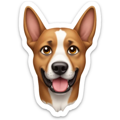 perro con orejas largas carade hombre y expresion fruncido sticker