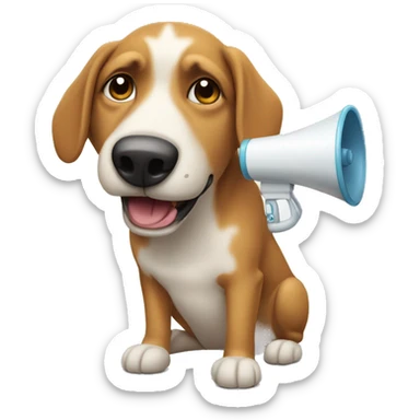 Default dog emoji with a megaphone sticker