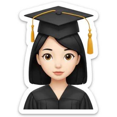 girl with beautiful black hair and graduation hat sticker
