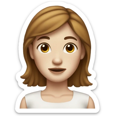 woman with white skin, fleckles, brown hair and freckles sticker