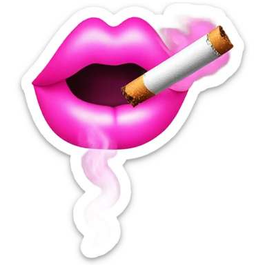 Neon pink lips are blowing smoke, and a cigarette is in her mouth sticker