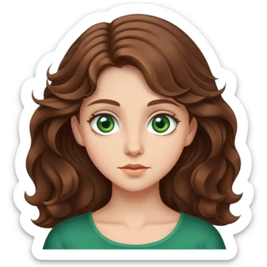 Caucasian girl, wavy hair, big green eyes  sticker