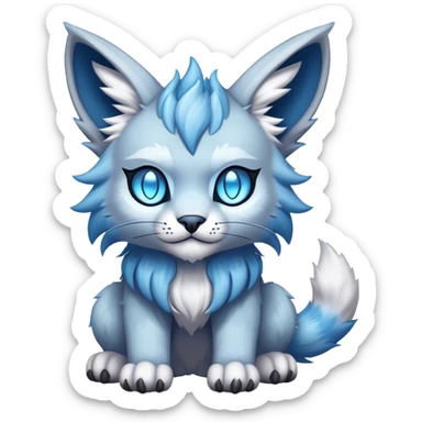 A blue fantasy-lynx-fakemon-creature-hybrid sticker