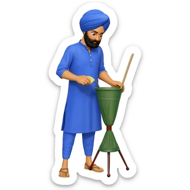 Nihang singh sikh blue dress making ragda drink remove lemon sticker