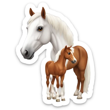 Chestnut horse with white, cheeky playful horse, foal sticker