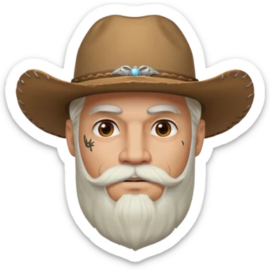 muscular tattooed on face and mustached cowboy long white hair and beard  sticker