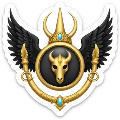 holy saint emblem with black wings with horn sticker