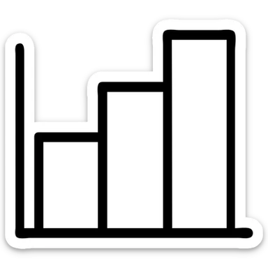 minimalistic bar graph with green, gold, and white color scheme, clean lines, different bar heights, no background sticker