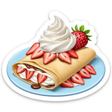 strawberry nutella crepe with whipped cream sticker