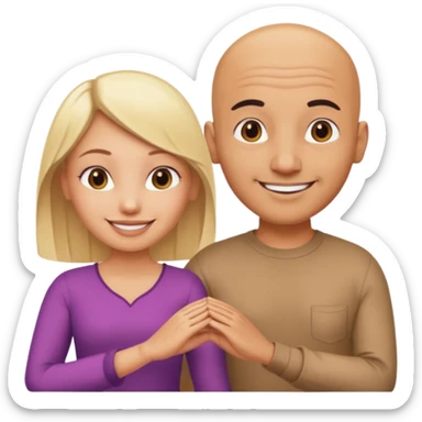 Naked bald Indian man and naked blonde woman holding hands sticker
