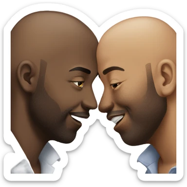 Two black bald guys kissing each other sticker
