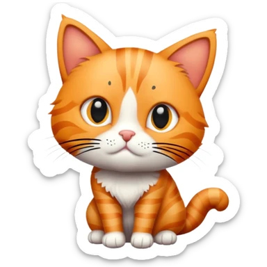 Orange tabby cat with black stripes on the body but not the head. The head is solid orange with no stripes. sticker