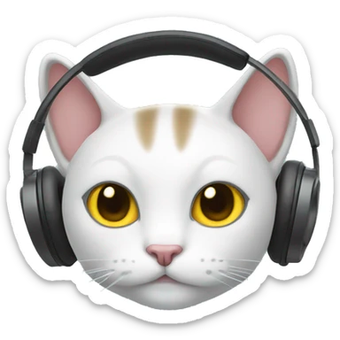 Cat with headphones sticker