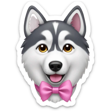 husky wearing pink bow  sticker