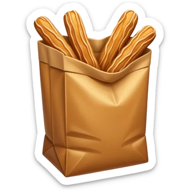 Un sac en papier normal avec à l’intérieur plusieurs churros au caramel bien sucree sticker