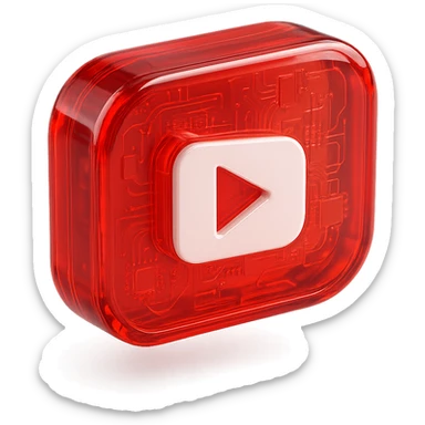 YouTube logo, white, centered, red background, glossy circuit style sticker