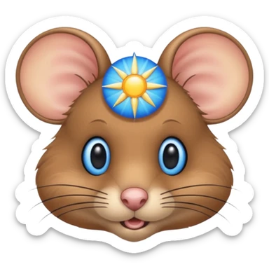 A mouse face with blue sun rays sticker
