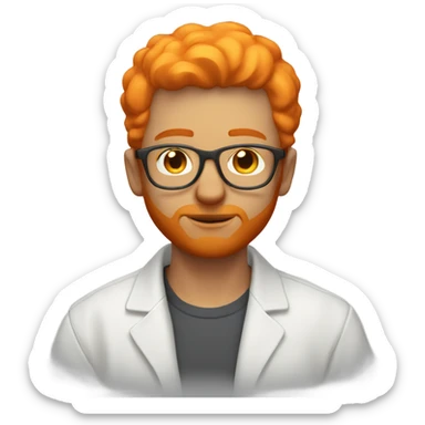 white man with orange beard and short orange hair as he praying and with orange glasses on sticker