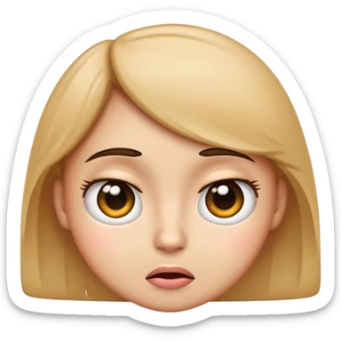 Emoji with big eyes frowning and blushing sticker