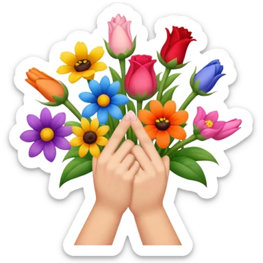 💐 and middle fingers remove the person more flowers, middle fingers only with non metallic hands  sticker