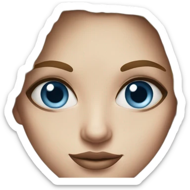 A woman with blue eyes and spider realism sticker