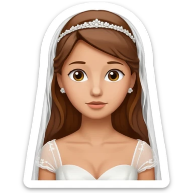 White tanned skin bride with brown hair with a chin on her face sticker