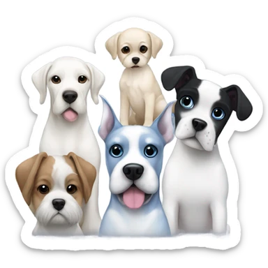 A white Great Dane, a blue Great Dane, a black chihuahua and a white Shih Tzu sticker