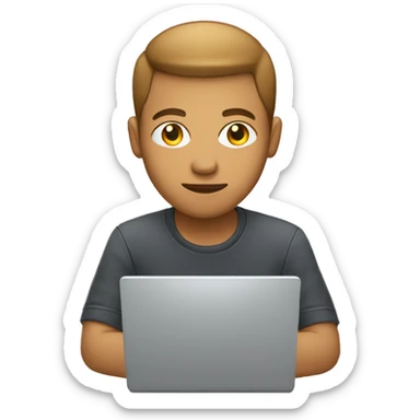 web developer in light skin sitting on computer sticker