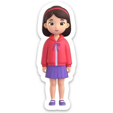 Asian girl doing skincare sticker