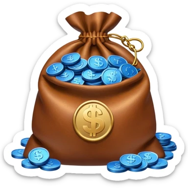 money bag on top of blue coins stack sticker