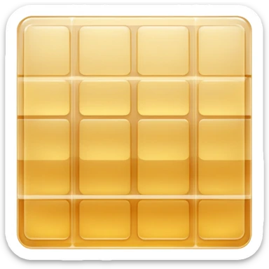 overlapping gelatin sheets, translucent, grid pattern, thin, flexible, glossy, pale golden, dry, 3D, clean, soft lighting, realistic transparency, no anthropomorphic features, no packaging, transparent background, emoji scale sticker