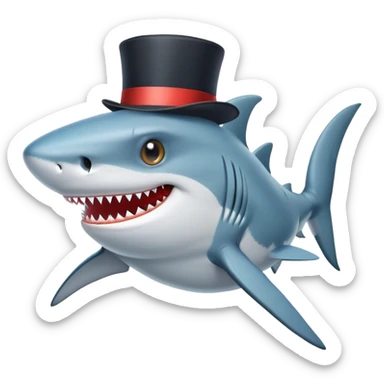 Shark with a top hat sticker