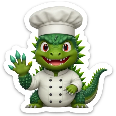 Godzilla that looks like the movies with a chef hat sticker