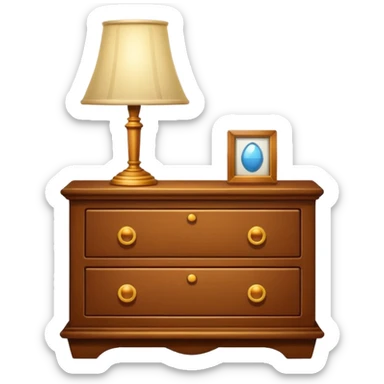 A Cupboard-commode-drawer-night-bed-stand furniture with a night lamp sticker