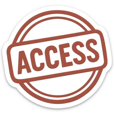 Remove the white background and make it transparent, keep the red ink stamp print with the word 'Access' unchanged, preserving the red color and stamp details. sticker
