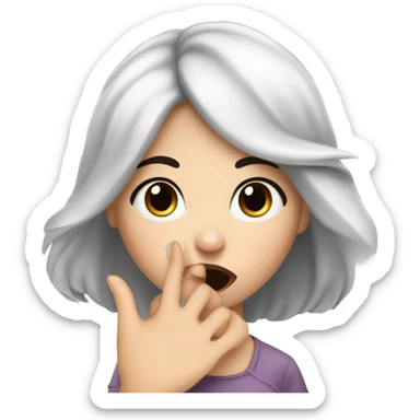 Black haired white girl sending a kiss and heart sticker