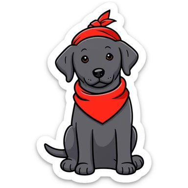 Black lab wearing red bandana sticker