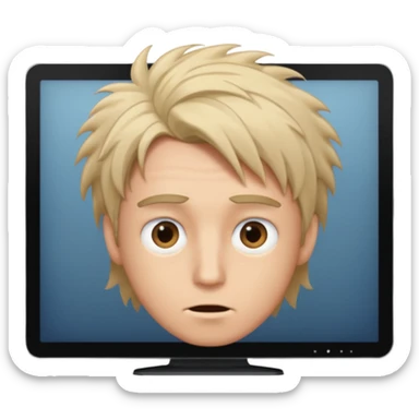 Guy looking at screen crazy sticker